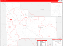 Jackson County Wall Map Red Line Style