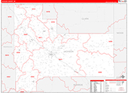Jackson County Wall Map Red Line Style