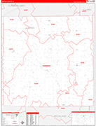 Jasper County Wall Map Red Line Style