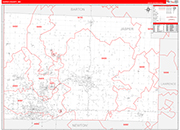 Jasper County Wall Map Red Line Style
