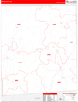 Jasper County Wall Map Red Line Style