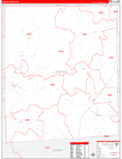 Jasper County Wall Map Red Line Style