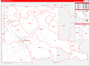 Jefferson County Wall Map Red Line Style