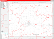 Jefferson County Wall Map Red Line Style