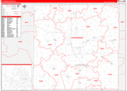 Jefferson County Wall Map Red Line Style