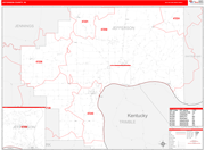 Jefferson County Wall Map Red Line Style