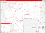 Jefferson Wall Map Red Line Style