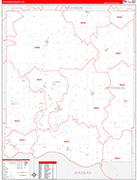 Jefferson County Wall Map Red Line Style