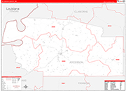 Jefferson County Wall Map Red Line Style