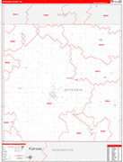 Jefferson County Wall Map Red Line Style