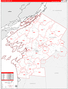 Jefferson Wall Map Red Line Style