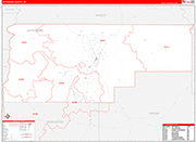 Jefferson County Wall Map Red Line Style