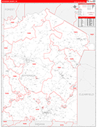 Jefferson Wall Map Red Line Style