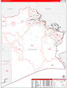 Jefferson County Wall Map Red Line Style