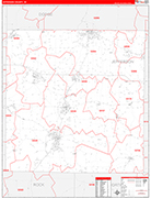 Jefferson County Wall Map Red Line Style