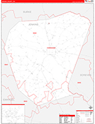 Jenkins County Wall Map Red Line Style