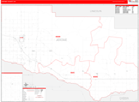 Jerome County Wall Map Red Line Style