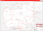 Jersey County Wall Map Red Line Style