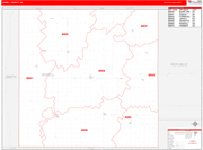 Jewell County Wall Map Red Line Style