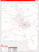 Johnson County Wall Map Red Line Style