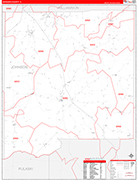 Johnson County Wall Map Red Line Style