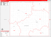 Johnson County Wall Map Red Line Style