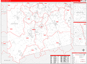 Johnson County Wall Map Red Line Style