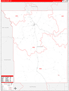 Johnson County Wall Map Red Line Style