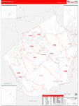 Johnston County Wall Map Red Line Style