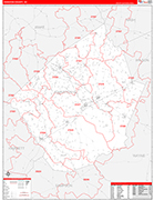 Johnston County Wall Map Red Line Style