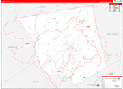 Jones County Wall Map Red Line Style