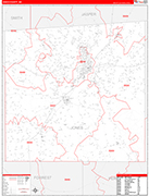Jones County Wall Map Red Line Style