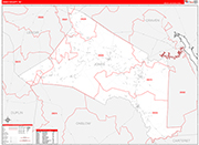 Jones County Wall Map Red Line Style