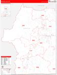Josephine County Wall Map Red Line Style