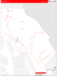 Juneau County Wall Map Red Line Style