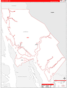 Juneau County Wall Map Red Line Style