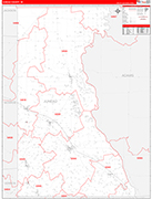 Juneau County Wall Map Red Line Style
