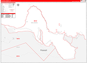 Kalawao Wall Map Red Line Style