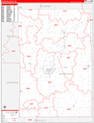 Kandiyohi County Wall Map Red Line Style
