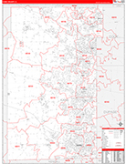 Kane County Wall Map Red Line Style