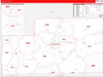 Kankakee County Wall Map Red Line Style
