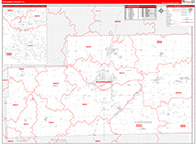 Kankakee County Wall Map Red Line Style