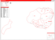 Kauai County Wall Map Red Line Style