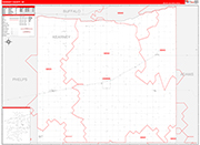 Kearney County Wall Map Red Line Style