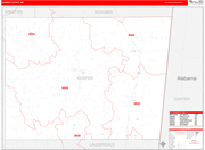 Kemper County Wall Map Red Line Style