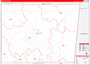 Kemper County Wall Map Red Line Style