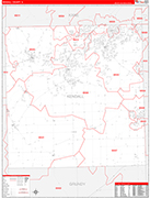 Kendall County Wall Map Red Line Style
