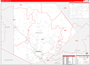 Kendall County Wall Map Red Line Style