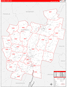 Kennebec Wall Map Red Line Style