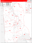 Kent Wall Map Red Line Style